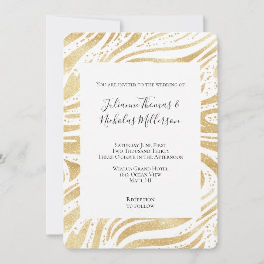 Gold Glam Abstracte wervelingen bruiloft Kaart (Voorkant)
