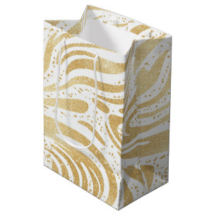 Gold Glam Abstracte wervelingen Verjaardag Medium Cadeauzakje