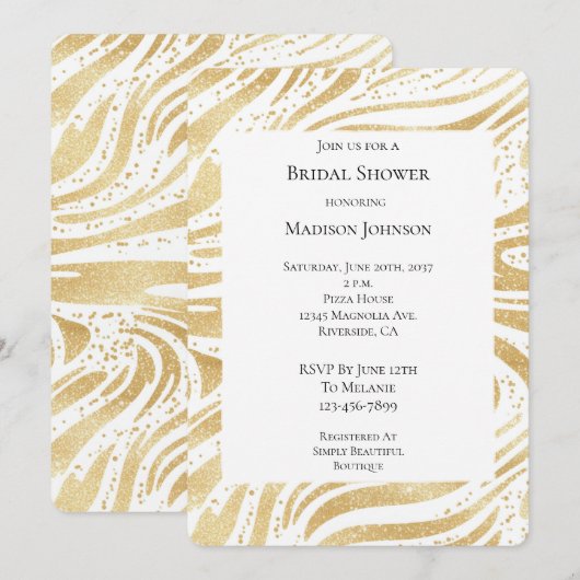 Gold Glam Abstracte wervelingen Vrijgezellenfeest Kaart (Voorkant / Achterkant)