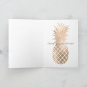 Gold Glam Ananas Verjaardag Kaart (Binnen)