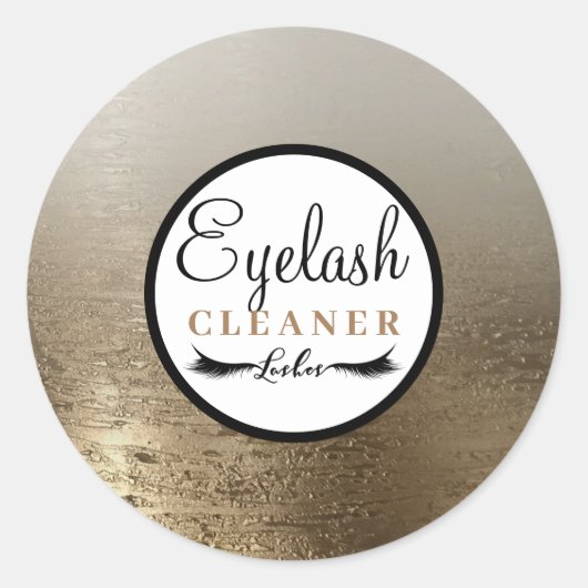 Gold Glam Beauty Makeup Eyelash Lash Cleaner Ronde Sticker (Voorkant)