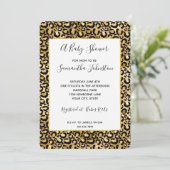 Gold Glam Black Leopard Print Baby shower Kaart (Staand voorkant)