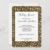 Gold Glam Black Leopard Print Baby shower Kaart (Voorkant)