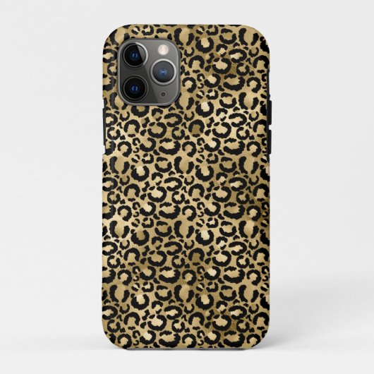 Gold Glam Black Leopard Print Case-Mate iPhone Case (Achterkant)