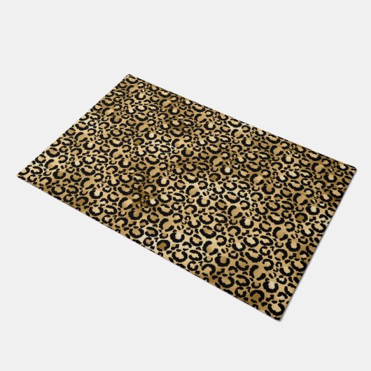 Gold Glam Black Leopard Print Deurmat (Schuin)