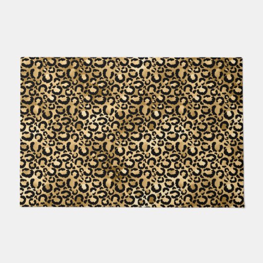 Gold Glam Black Leopard Print Deurmat (Voorkant)