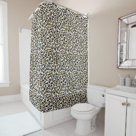 Gold Glam Black Leopard Print Douchegordijn