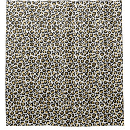 Gold Glam Black Leopard Print Douchegordijn