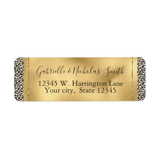 Gold Glam Black Leopard Print Etiket (Voorkant)