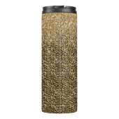 Gold Glam Black Leopard Print faux glitter Thermosbeker (Achterkant)
