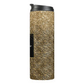 Gold Glam Black Leopard Print faux glitter Thermosbeker (Geroteerd rechts)