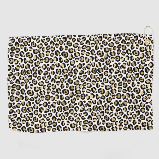 Gold Glam Black Leopard Print Golfhanddoek (Horizontaal)