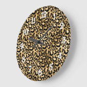 Gold Glam Black Leopard Print Grote Klok (Hoek)