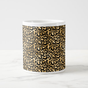 Gold Glam Black Leopard Print Grote Koffiekop