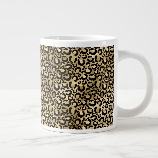 Gold Glam Black Leopard Print Grote Koffiekop (Rechts)