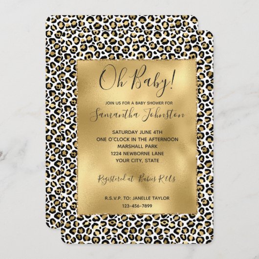 Gold Glam Black Leopard Print Kaart (Voorkant / Achterkant)