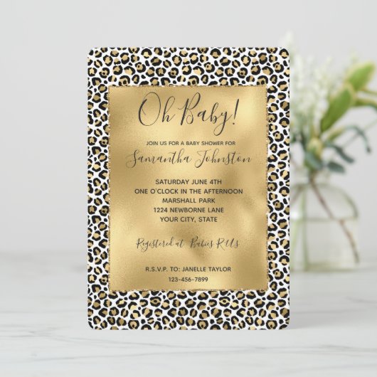 Gold Glam Black Leopard Print Kaart (Staand voorkant)