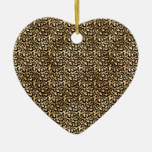 Gold Glam Black Leopard Print Keramisch Ornament