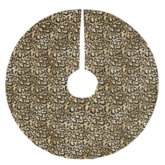 Gold Glam Black Leopard Print Kerstboom Rok (Voorkant)