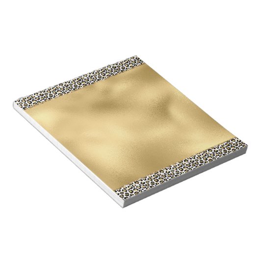 Gold Glam Black Leopard Print Notitieblok (Schuin)