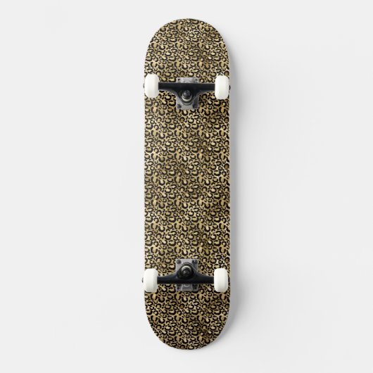 Gold Glam Black Leopard Print Persoonlijk Skateboard (Voorkant)