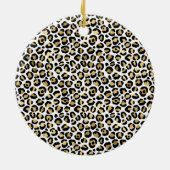 Gold Glam Black Leopard Print Sint Keramisch Ornament (Achterkant)