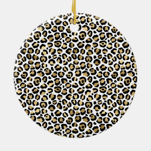 Gold Glam Black Leopard Print Sint Keramisch Ornament (Achterkant)