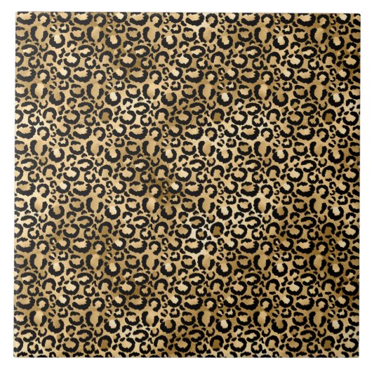 Gold Glam Black Leopard Print Tegeltje (Voorkant)