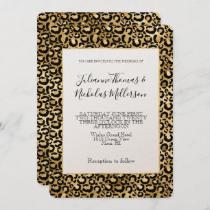 Gold Glam Black Leopard Print Weddenschap Kaart