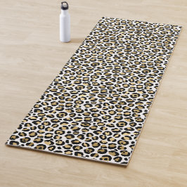 Gold Glam Black Leopard Print Yogamat