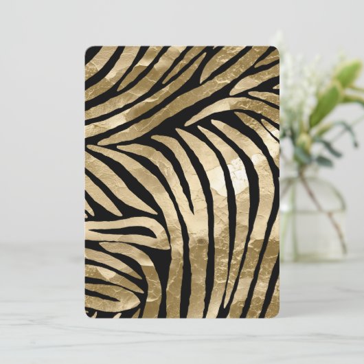 Gold Glam Black Zebra Verjaardag Kaart (Staand voorkant)