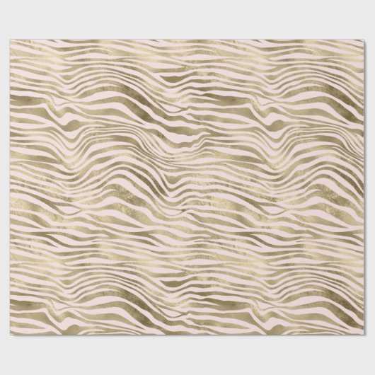 Gold Glam Blush Pink Zebra Cadeaupapier (Vlak)