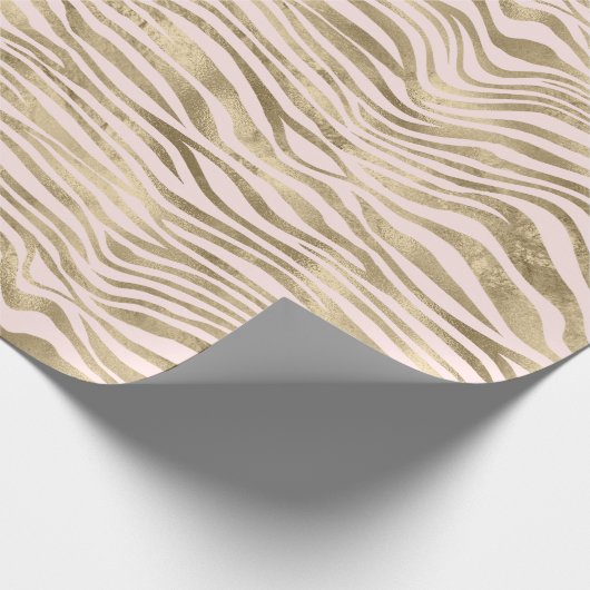 Gold Glam Blush Pink Zebra Cadeaupapier (Hoek)