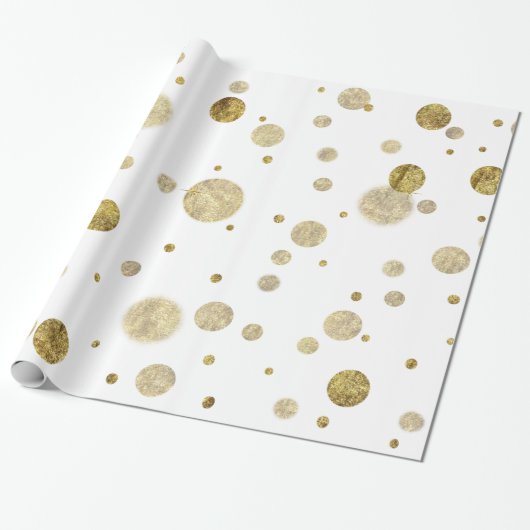 Gold Glam Bokeh Confetti Stippen Cadeaupapier (Uitgerold)