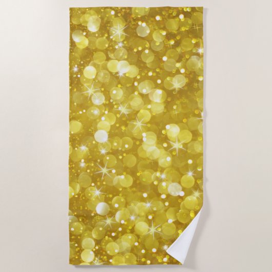 Gold Glam Bokeh Glitter Pattern Strandlaken (Voorkant)