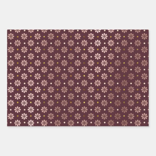 Gold Glam Bourgogne Stippen Inpakpapier Vel (Voorkant 3)