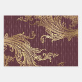 Gold Glam Bourgogne Stippen Inpakpapier Vel (Voorkant 2)