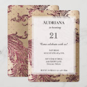 Gold Glam Bourgondië Harten Verjaardag Kaart (Voorkant / Achterkant)