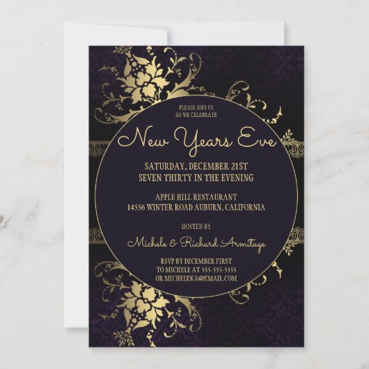 Gold Glam Celebration New Years Uitnodiging (Voorkant)