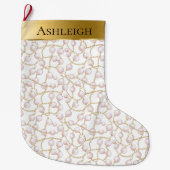 Gold Glam  Chic Pink Parels Kerst Grote Kerstsok (Voorkant)