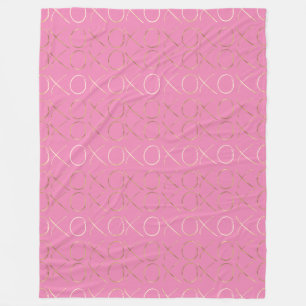 Gold Glam Chic Pink XOXO Fleece Deken