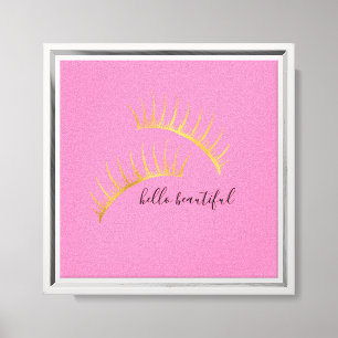 Gold Glam Chic Roze Wimpers Canvas Afdruk