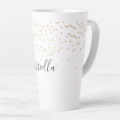 Gold Glam Confetti Name Latte Mok (Rechterhoek)