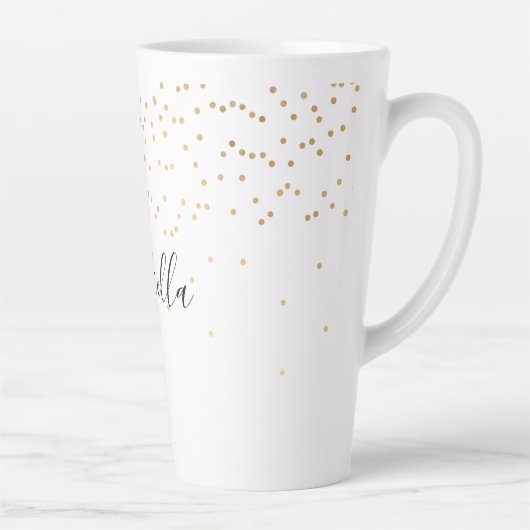 Gold Glam Confetti Name Latte Mok (Rechts)