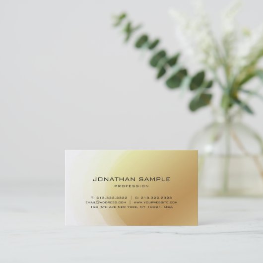 Gold Glam Design Elegant Moderne Professional Plai Visitekaartje (Staand voorkant)