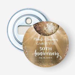 Gold Glam Disco Ball 50th Wedding Jubileum Button Flesopener