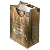 Gold Glam Disco Ball 50th Wedding Jubileum Medium Cadeauzakje (Voorkant Gekanteld)