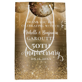 Gold Glam Disco Ball 50th Wedding Jubileum Medium Cadeauzakje