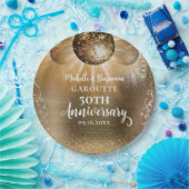 Gold Glam Disco Ball 50th Wedding Jubileum Papieren Bordje (Feest)