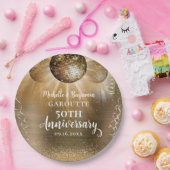 Gold Glam Disco Ball 50th Wedding Jubileum Papieren Bordje (Feest)